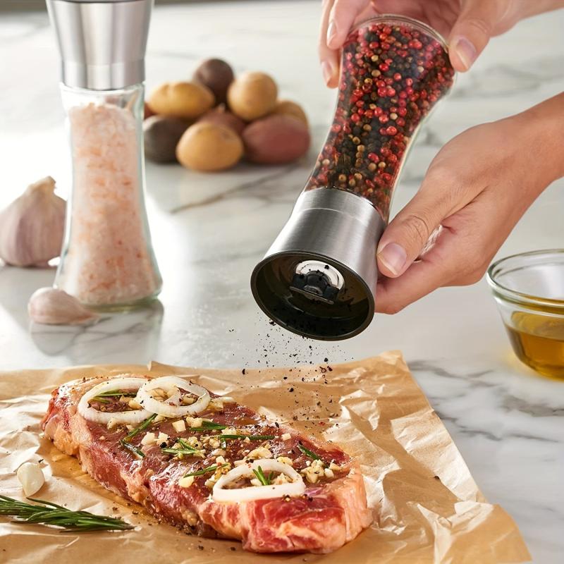 2pcs Pepper Grinder Household Sea Salt Ginder Creative Adjustable Spice Grinder