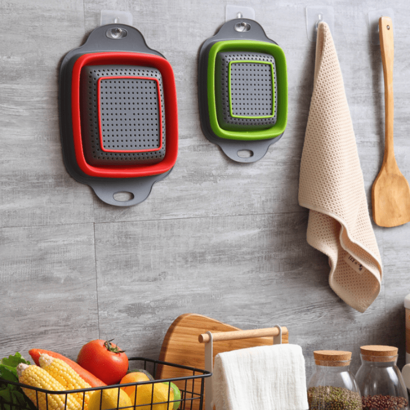 Collapsible Silicone Folding Drain Basket for Washing Fruits & Vegetables