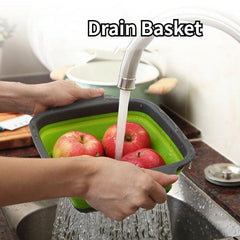 Collapsible Silicone Folding Drain Basket for Washing Fruits & Vegetables