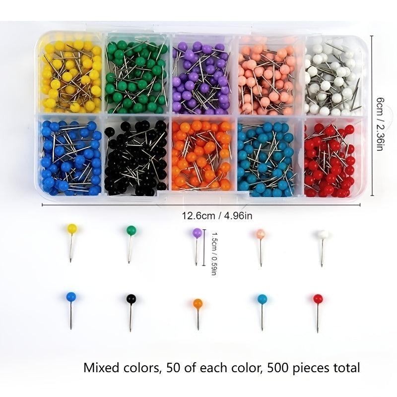 500 Stainless Steel Pins 10 Colors Container DIY Sewing Jewelry