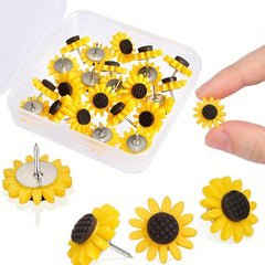 20PCS Sunflower Push Pins Thumb Tacks Decorative Push Pins Cork Board Pins