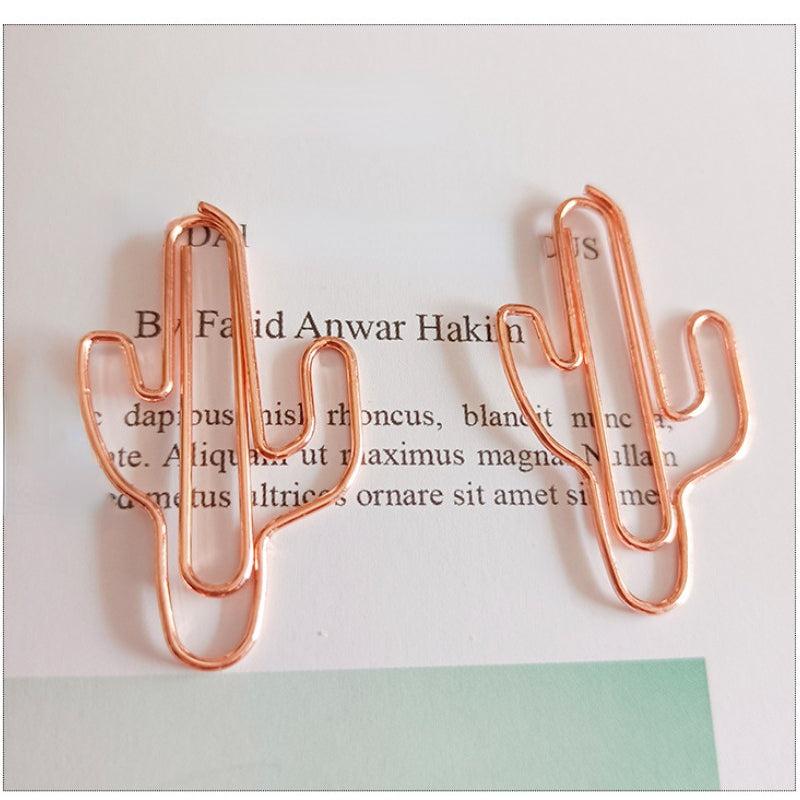20pcs Cactus Plant Bookmarks Metal Paper Clips Mix Colors Stationery