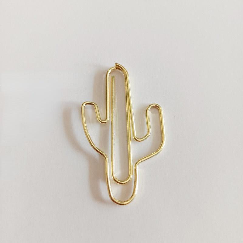 20pcs Cactus Plant Bookmarks Metal Paper Clips Mix Colors Stationery