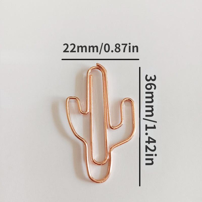20pcs Cactus Plant Bookmarks Metal Paper Clips Mix Colors Stationery
