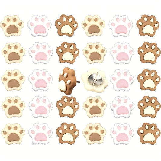 30 Cat Paws Dog Decorative Thumb Nails 3 Colors for Cork Bulletin Board