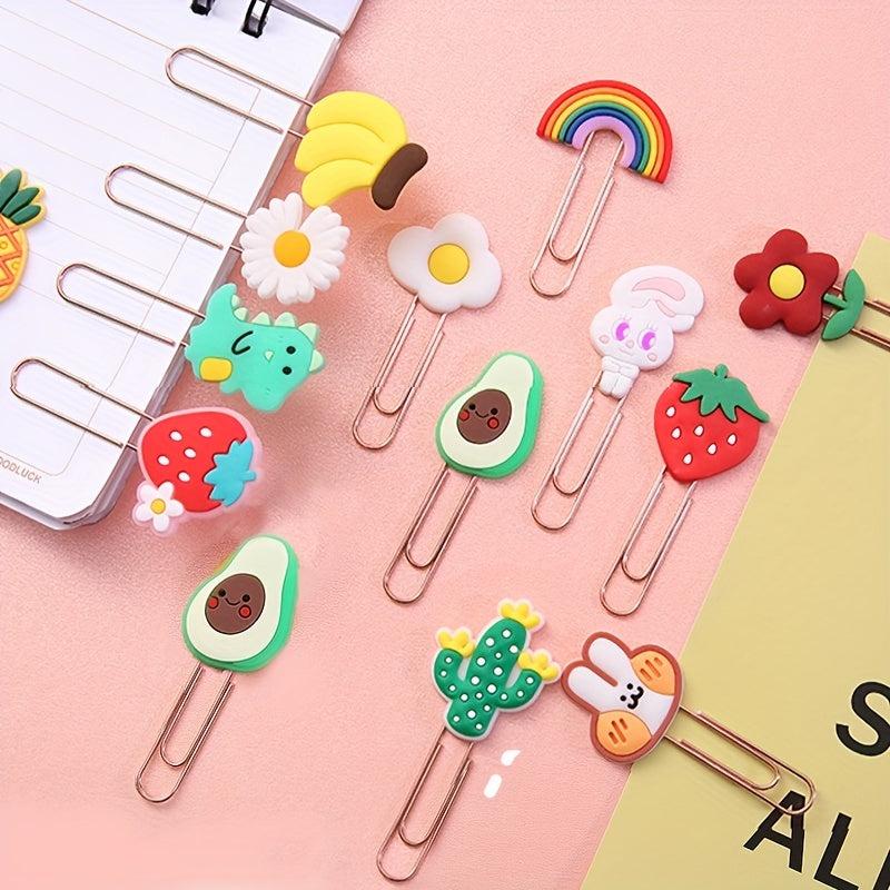5pcs Cartoon Bookmark Paper Clip Metal Clip Decorative Small Clip