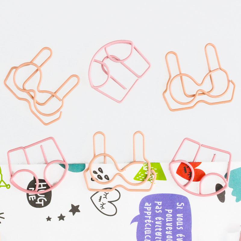 12pcs Underwear Paper Clips Mini Bookmarks Office Supplies