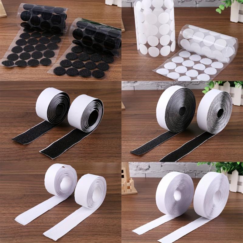 1M Self Adhesive Hook And Loop Fastener Tape 50 100 Pairs 25mm Round Dots DIY