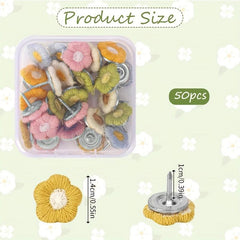 50pcs Flower Push Pins Decorative Bulletin Board Nail Colorful Map Co