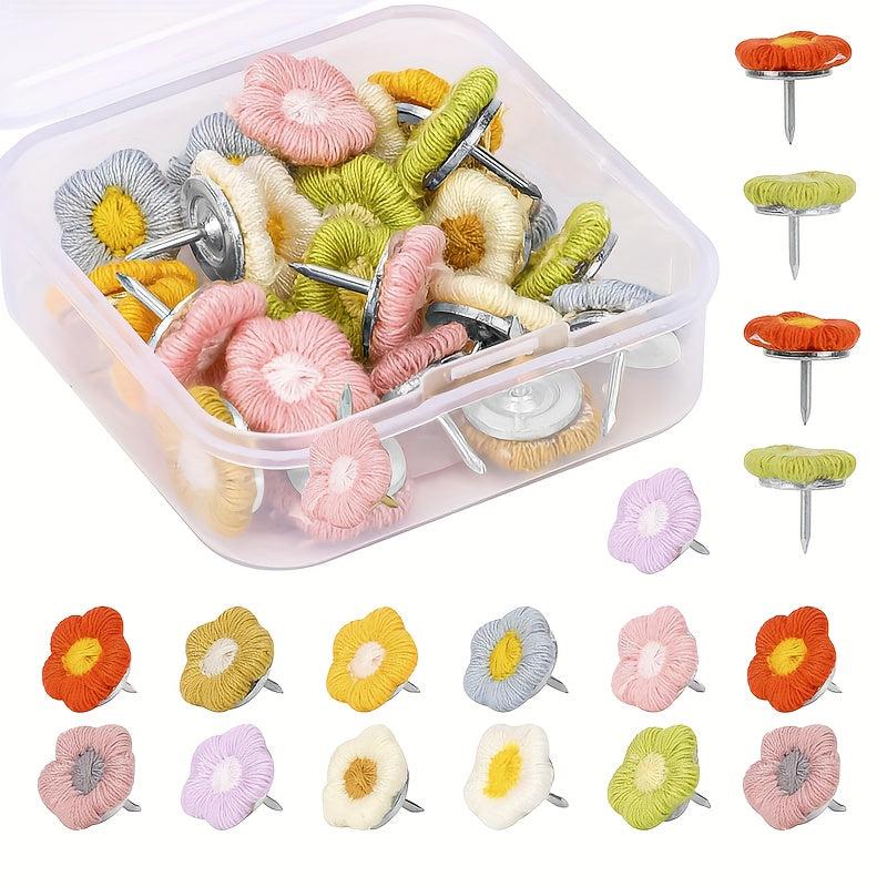 50pcs Flower Push Pins Decorative Bulletin Board Nail Colorful Map Co