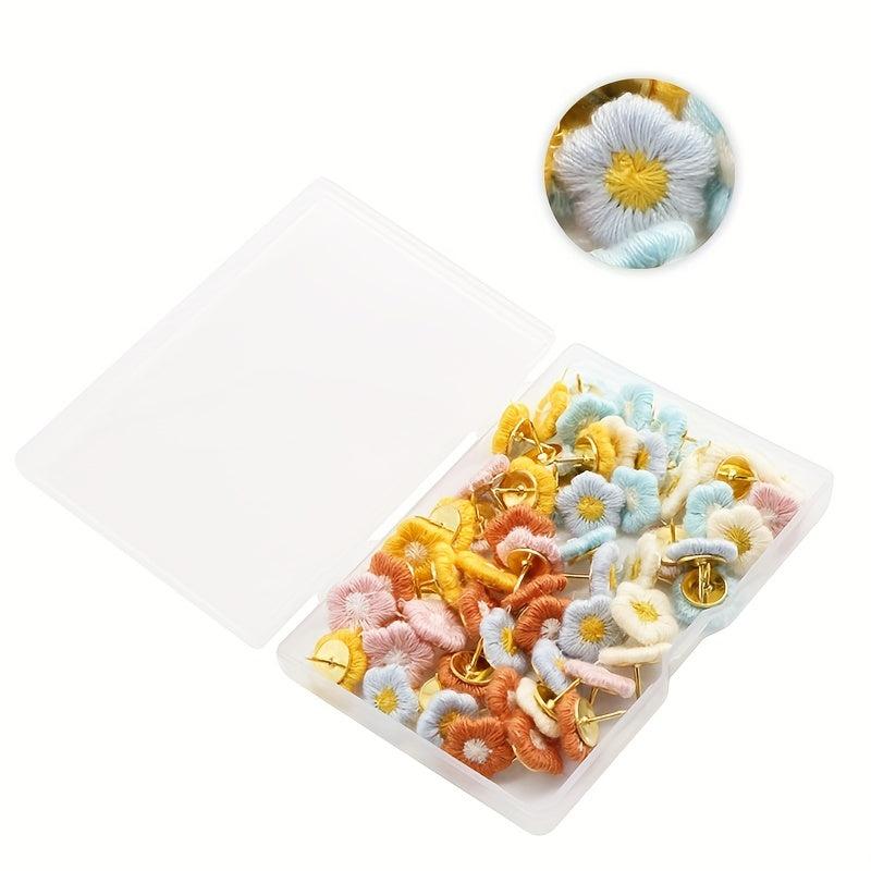 60pcs Mixed Embroidery Flower Racer Nails Cross Stitch Floral Pattern Decorative