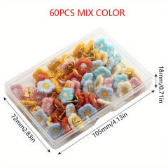 60pcs Mixed Embroidery Flower Racer Nails Cross Stitch Floral Pattern Decorative