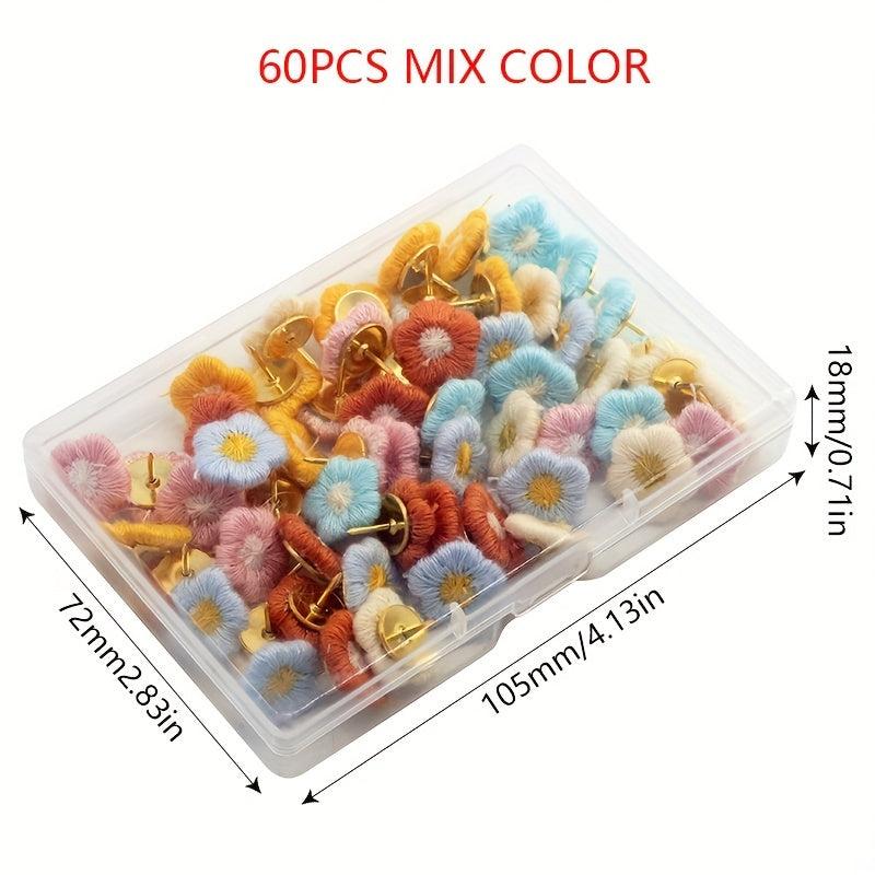60pcs Mixed Embroidery Flower Racer Nails Cross Stitch Floral Pattern Decorative