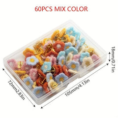 60pcs Mixed Embroidery Flower Racer Nails Cross Stitch Floral Pattern Decorative