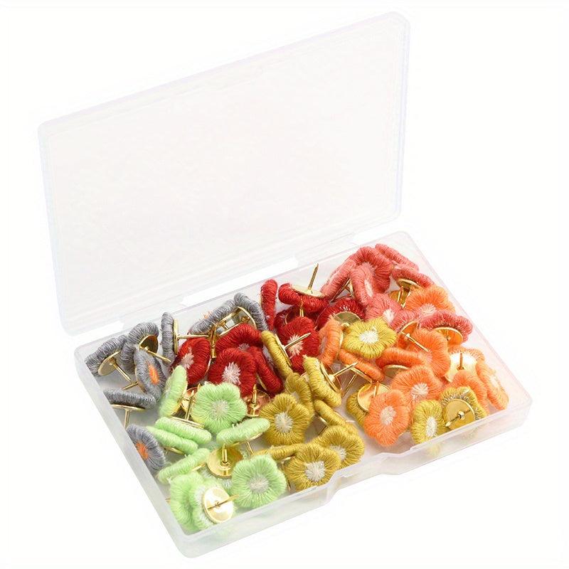 60pcs Mixed Embroidery Flower Racer Nails Cross Stitch Floral Pattern Decorative