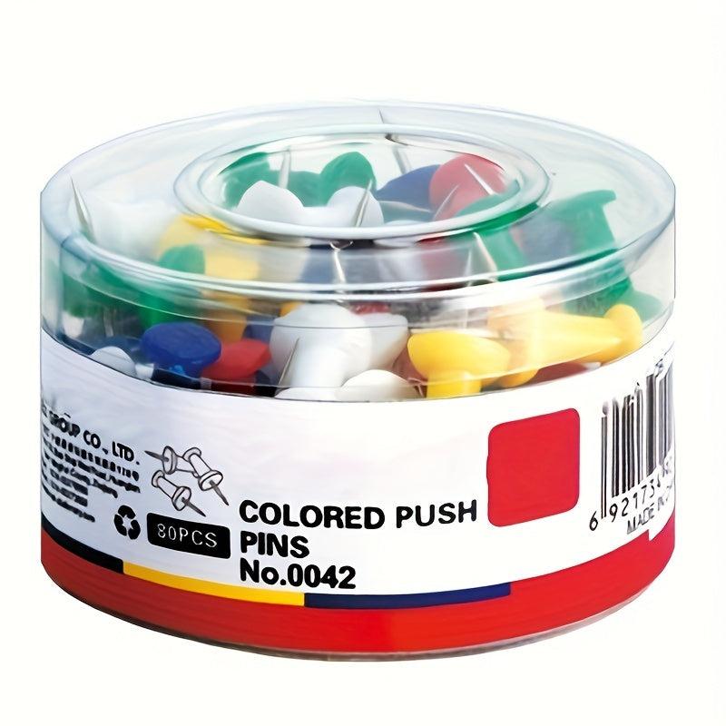 80-Piece Colorful Plastic Push Pins Tube