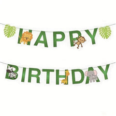 61pcs Jungle Animal Tableware Set for Kids Safari Theme Birthday Party