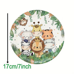 61pcs Jungle Animal Tableware Set for Kids Safari Theme Birthday Party