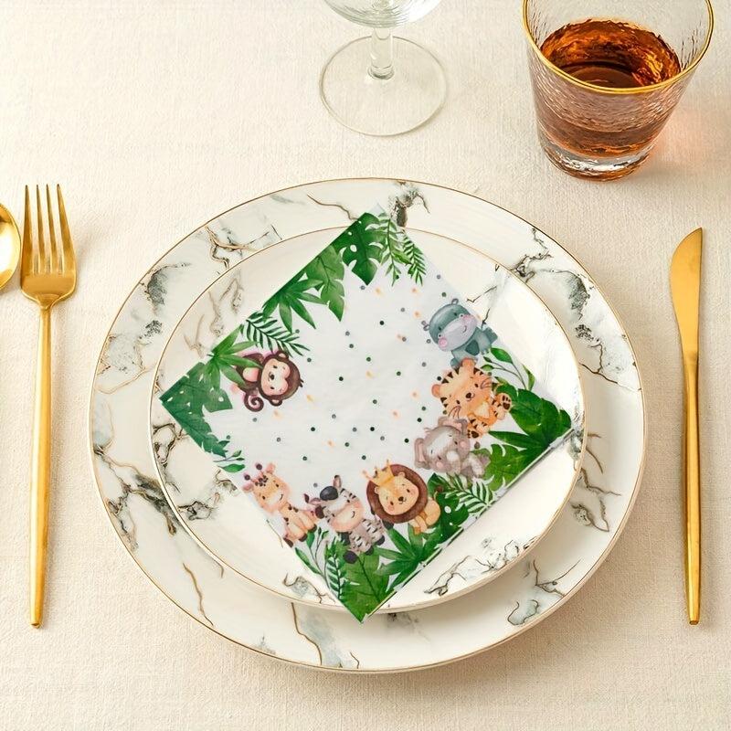 20pcs Jungle Safari Animal Print Napkins for Birthday Party