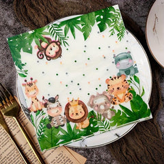 20pcs Jungle Safari Animal Print Napkins for Birthday Party