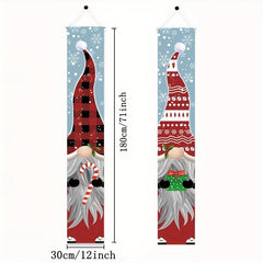 2pcs Outdoor Christmas Gnomes Porch Sign Banners Xmas Holiday Decor