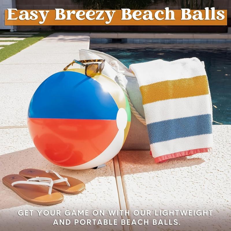 4pcs Rainbow Beach Balls Inflatable Summer Water Games Kids Birthday Party Set