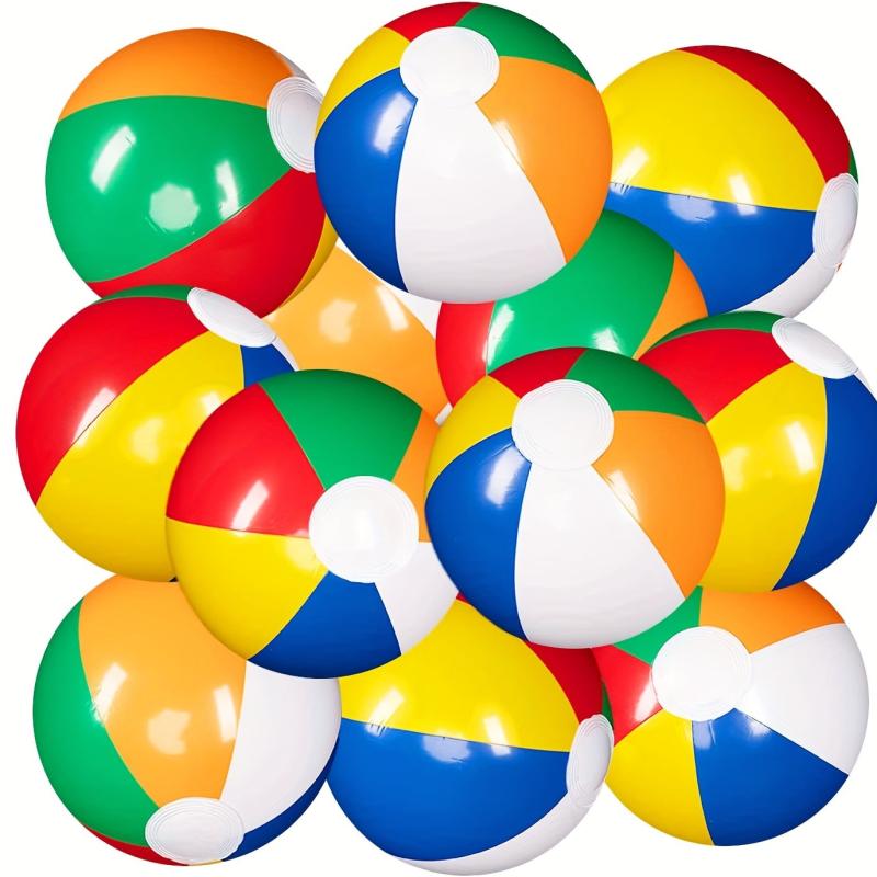 4pcs Rainbow Beach Balls Inflatable Summer Water Games Kids Birthday Party Set