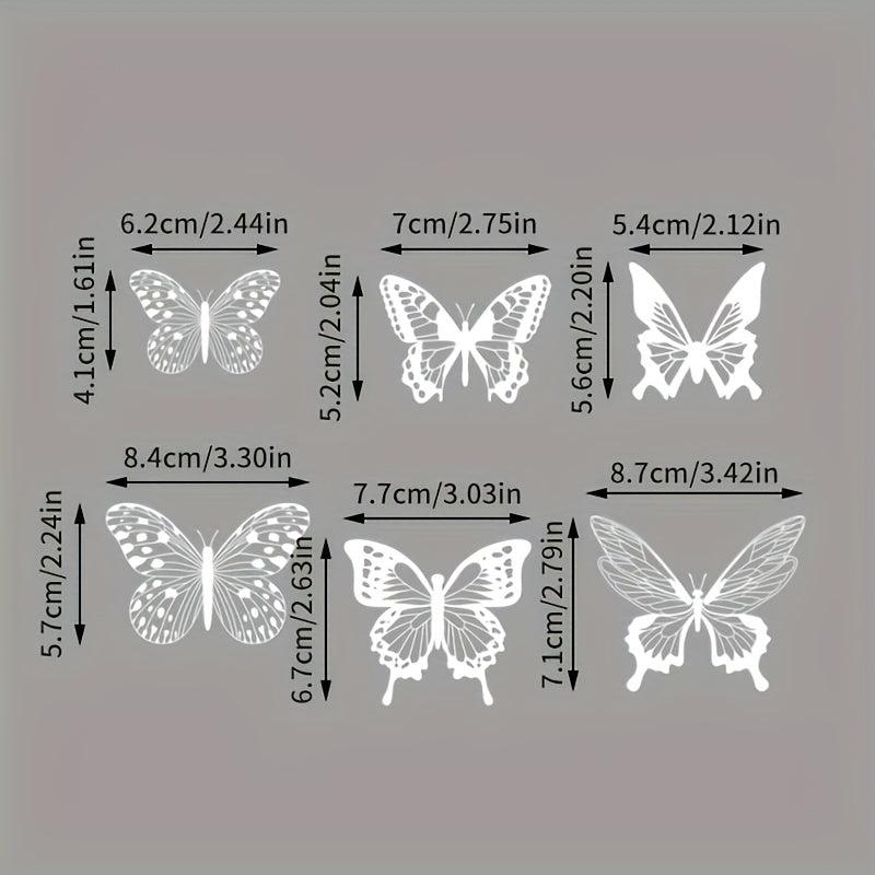 6pcs 3D Butterfly Cake Toppers Cupcake Decorations Wall Room Wedding Party