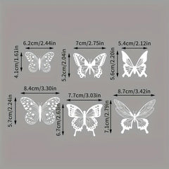 6pcs 3D Butterfly Cake Toppers Cupcake Decorations Wall Room Wedding Party