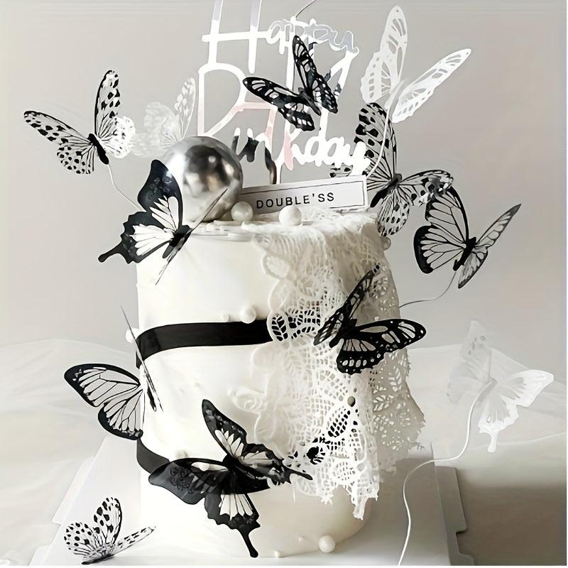 6pcs 3D Butterfly Cake Toppers Cupcake Decorations Wall Room Wedding Party