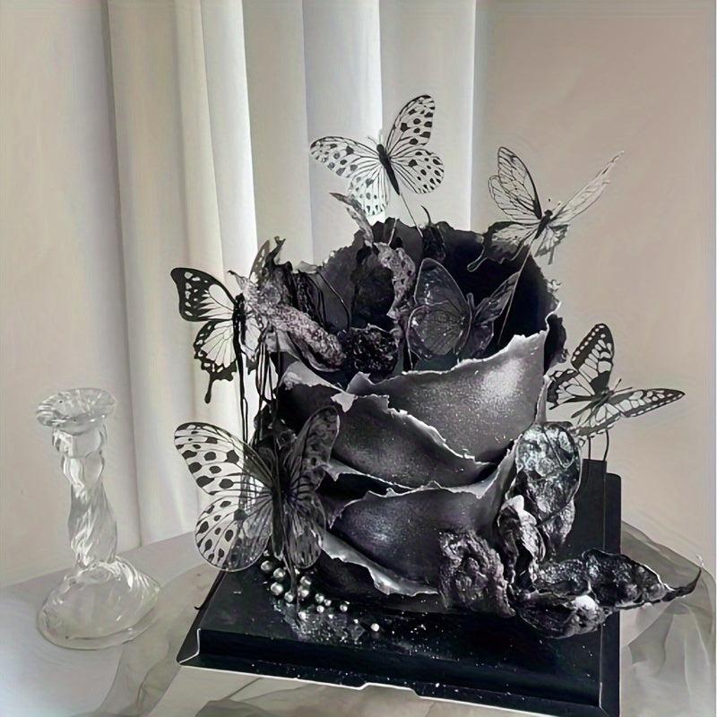 6pcs 3D Butterfly Cake Toppers Cupcake Decorations Wall Room Wedding Party