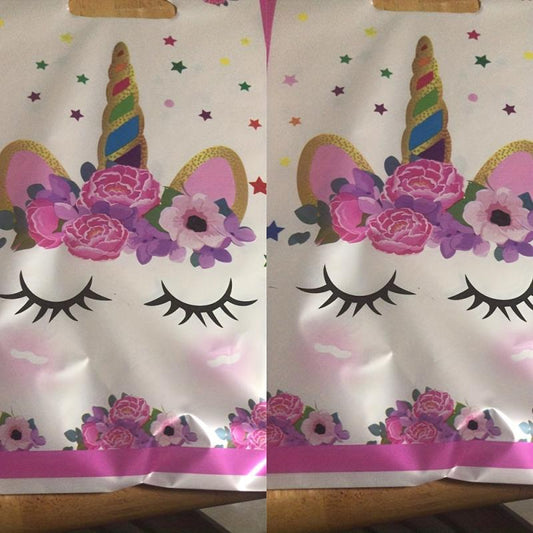20pcs Unicorn Gift Bags for Kids Birthday Party - Cartoon Printed Handbags
