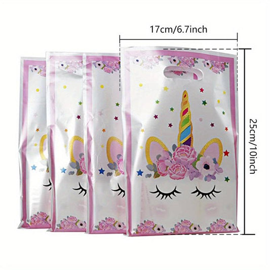 20pcs Unicorn Gift Bags for Kids Birthday Party - Cartoon Printed Handbags