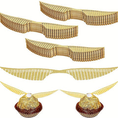 50pcs Golden Hollow Chocolate Plaques with Cake Wizard Party Wings Decoration