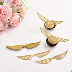 50pcs Golden Hollow Chocolate Plaques with Cake Wizard Party Wings Decoration