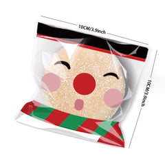 100pcs Christmas Candy Cookie Plastic Bags - Festive Party Supplies