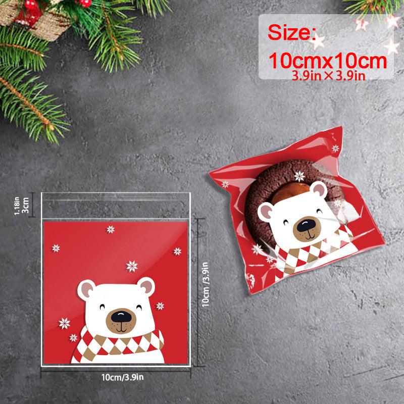 100pcs Christmas Candy Cookie Plastic Bags - Festive Party Supplies
