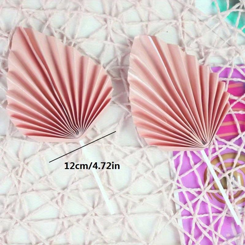 2pcs Folded Paper Scalloped Cake Topper Palm Leaf Shape Insert