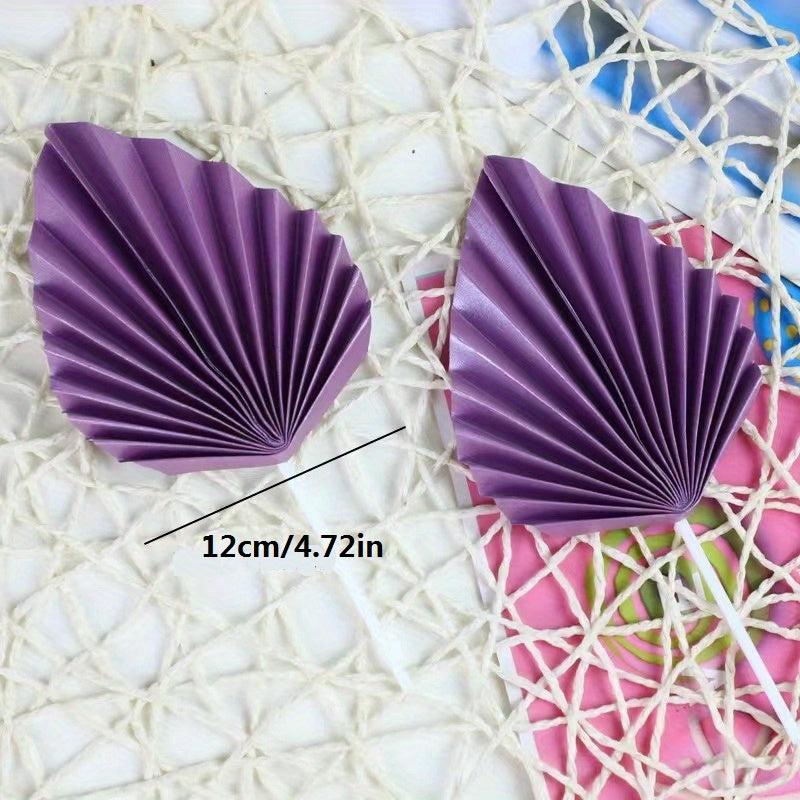 2pcs Folded Paper Scalloped Cake Topper Palm Leaf Shape Insert