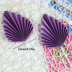 2pcs Folded Paper Scalloped Cake Topper Palm Leaf Shape Insert