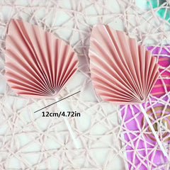 2pcs Folded Paper Scalloped Cake Topper Palm Leaf Shape Insert