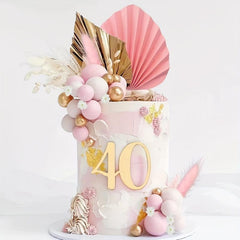 2pcs Folded Paper Scalloped Cake Topper Palm Leaf Shape Insert