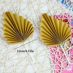 2pcs Folded Paper Scalloped Cake Topper Palm Leaf Shape Insert