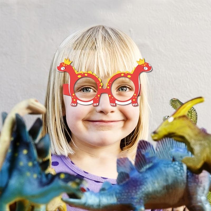 12pcs Dino Party Paper Glasses Birthday Decorations Photobooth Props