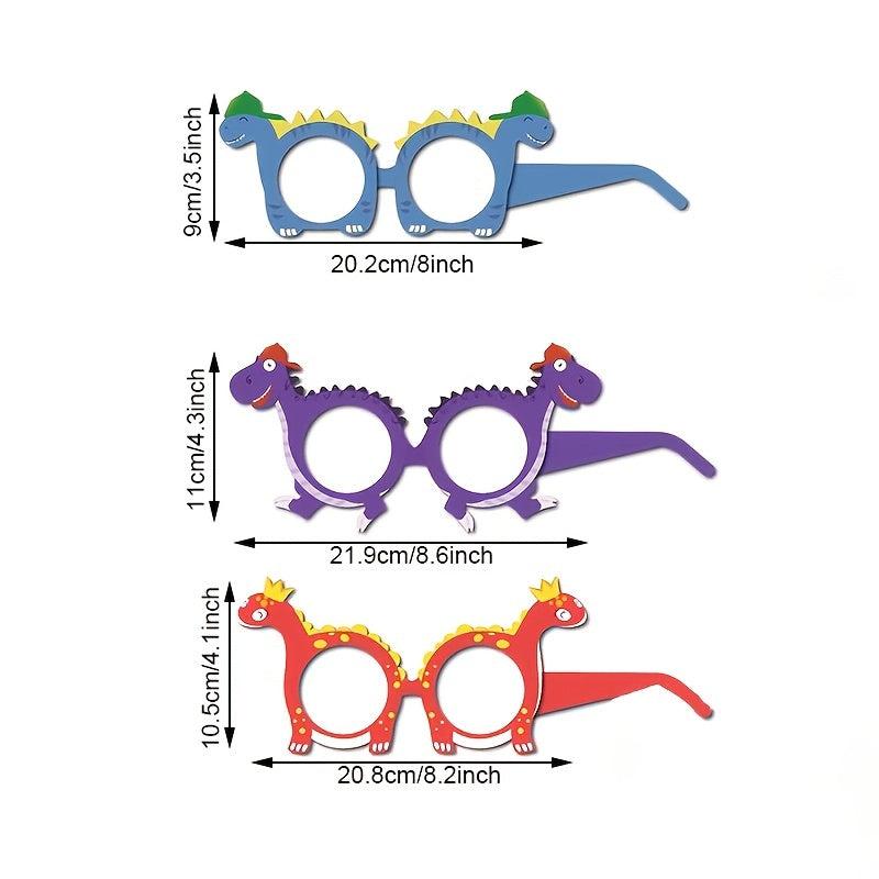 12pcs Dino Party Paper Glasses Birthday Decorations Photobooth Props