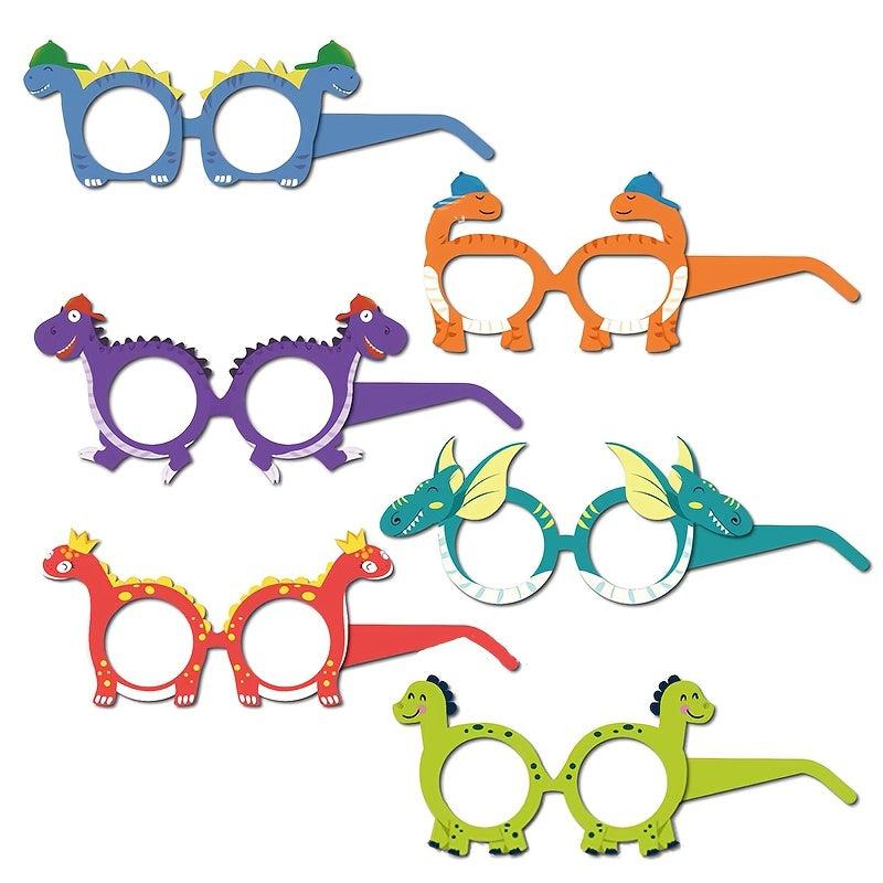 12pcs Dino Party Paper Glasses Birthday Decorations Photobooth Props