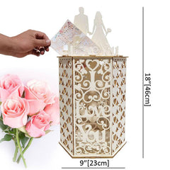 Heart Shaped Wooden Gift Card Box for Weddings and Birthdays