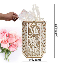 Heart Shaped Wooden Gift Card Box for Weddings and Birthdays