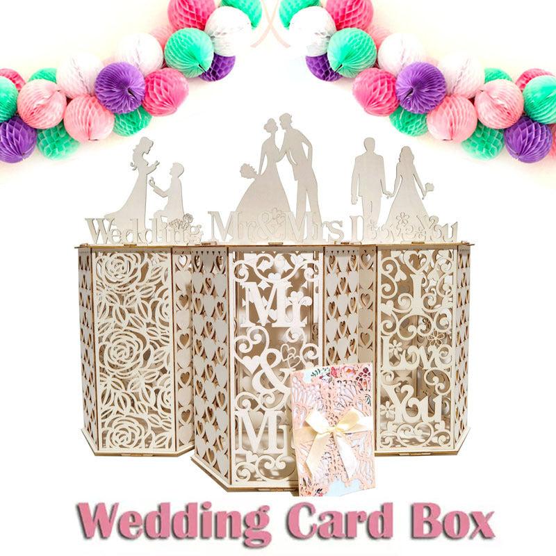 Heart Shaped Wooden Gift Card Box for Weddings and Birthdays