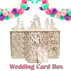 Heart Shaped Wooden Gift Card Box for Weddings and Birthdays